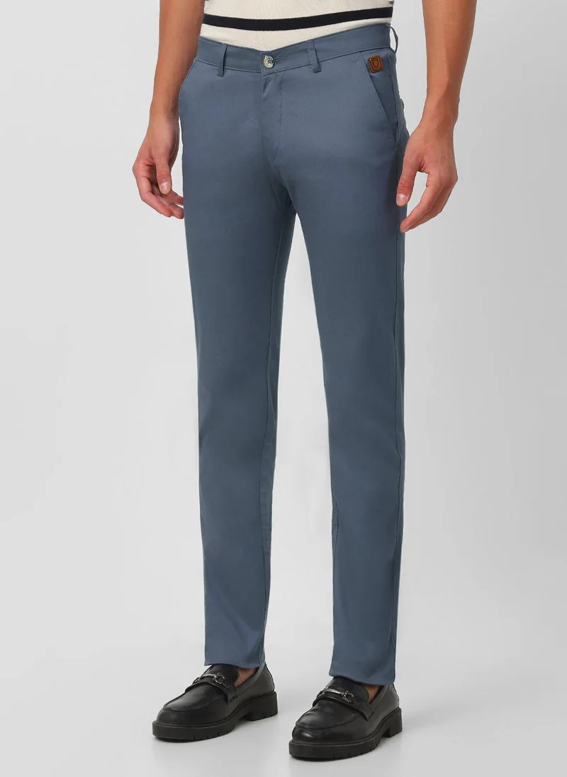 Urbano Fashion  Urbano Fashion Men's Steel Blue Cotton Slim Fit Casual Chinos Trousers Stretch for Men | Best Price UAE